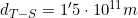 d_{T-S}=1'5\cdot10^{11}m